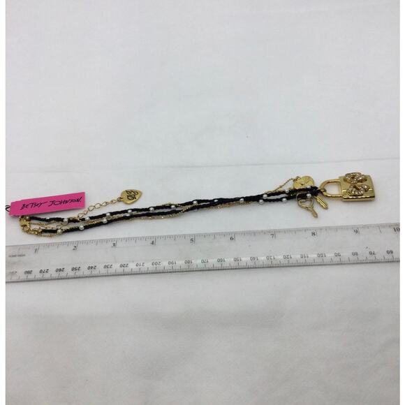 NWT Betsey Johnson Pave Lock Key Charm Dual Strand Necklace - Picture 5 of 5